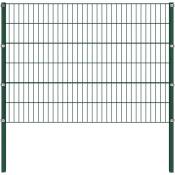 Panneau de clôture avec poteaux Fer 1,7 x 1,2 m Vert - The Living Store - Vert