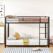 Redom - Lits pour enfants 90200, lits superposés, lits en fer, lits superposés en fer de forme classique, noir