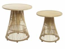 Set de 2 table d'appoint en bambou naturel - diamètre 61 x hauteur 54 cm