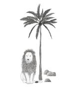 Sticker arbre et lion en vinyle mat 59 x 126 cm