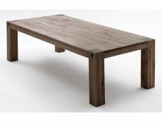 Table à manger en chêne massif patiné laqué - l.260 x h.76 x p.100 cm -pegane-