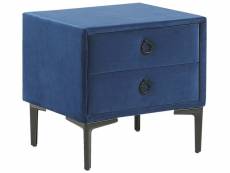 Table de chevet en velours bleu 2 tiroirs sezanne 249705