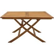 Table de jardin pliante carrée en bois massif L140 cm santiago - Naturel