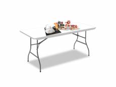 Table pliante transportable, table en plastique robuste, 180 x 74 cm, blanc, pliable en deux, matériau: hdpe 3700778728478