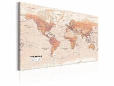 Tableau cartes du monde world map: orange world taille 120 x 80 cm PD11731-120-80