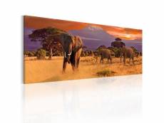 Tableau tableau africain et ethnique march of african elephants taille 135 x 45 cm PD12007-135-45