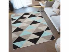 Tapiso lazur tapis salon moderne noir turquoise gris triangles doux 160x220 C945M GRAY/TURQUOIS 1,60-2,20 LAZUR