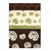 Thedecofactory - nature - Tapis motifs fleurs chocolat vert 160x230 - Marron