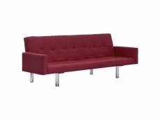 Vidaxl canapé-lit avec accoudoir rouge bordeaux polyester