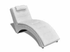 Vidaxl chaise longue avec oreiller cuir synthétique blanc 242217