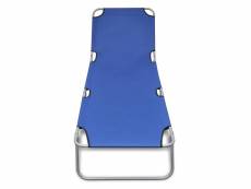 Vidaxl chaise longue pliable acier enduit de poudre bleu 41477