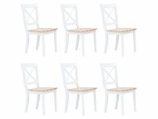 Vidaxl chaises à manger lot de 6 blanc|bois clair bois d'hévéa massif 277544