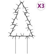 Vidaxl - Décoration lumineuse arbre de Noël piquets 3 pcs 50 led 30 cm