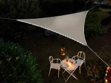 Voile d'ombrage triangulaire Leds solaires Taupe + Adaptateur - Jardiline