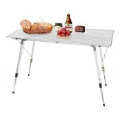 WOLTU Table de camping pliante en aluminium. Table de pique-nique. Hauteur réglable. 120 x 68.5 cm