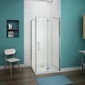 90x80x187cm cabine de douche porte de douche anticalcaire paroi de douche cabine de douche à charniére avec barre de fixation