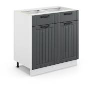 Armoire basse "Fame-Line 80cm Anthracite/Blanc style