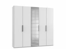 Armoire de rangement lisbeth 4 portes blanc 1 miroir 250 x 236 cm hauteur 20100891986