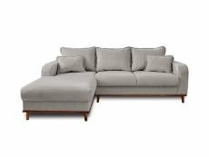 Billie - canapé d'angle gauche - 4 places - en velours côtelé - lisa design - gris clair