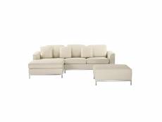 Canapé d'angle d - canapé avec pouf en cuir beige - sofa oslo 29414