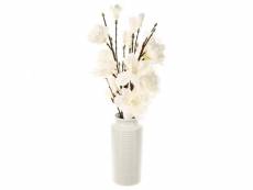 Composition florale & vase "magnolia" 73cm blanc