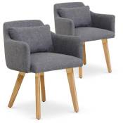 Cotecosy - Lot de 2 fauteuils scandinaves Gybson Tissu Gris clair - Gris clair
