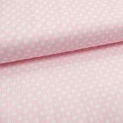 Craftine Tissu Piqué de Coton Rose Clair Pois Blancs