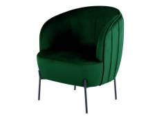 Cut-fauteuil lounge en velours vert sapin et pieds métal noir