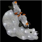 Déco lumineuse Ours et Pingouin 80 led Blanc 8 jeux de lumière l 54 cm - Feeric Christmas - Blanc froid