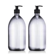 DUO Distributeurs de savon noirs 1L verre blanc