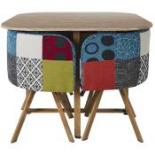 Ensemble table carrée et 4 chaises encastrables Patchwork - Multicolore