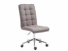 Fauteuil chaise tabouret de bureau avec dossier haut en tissu gris clair hauteur réglable bur10275