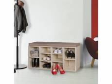 Finebuy banque de chaussures bois 103,5x53x30cm avec siège rembourré | armoire à chaussures design moderne | stockage de chaussures espace de sauvegar