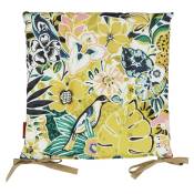 Galette de chaise toile outdoor motif tropical 37x37