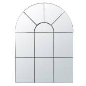 Grand miroir arche fenêtre en métal noir 50x70