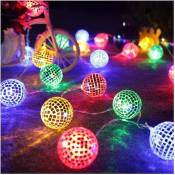 Guirlande lumineuse à 20 boules disco à led pour fête, mur, fenêtre, arbre, décoration de fête, jardin, chambre d'enfant, salon, dortoir (multicolore)