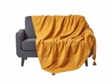 Homescapes jeté de lit ou de canapé - rajput - jaune moutarde - 255 x 360 cm SF1703C