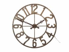 Horloge ronde led métal marron - elizio - l 104 x