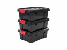 Iris ohyama lot de 3 boîtes de rangement avec fermeture clic - power box - sk-130 - plastique - noir - 12,5 l - 46 x 29,7 x 1… IRI8716382185069