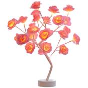 Lampe de Table led à Piles usb Fleur Rose Bonsaï