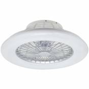 Led Ventilateur de plafond avec lampe à intensité variable 'Taloni' en métal pour salon & salle à manger - blanc, chromé