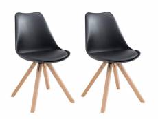 Lot de 2 chaises de salle à manger scandinave synthétique noir pieds bois cds10020