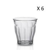 Lot de 6 - Verre à eau 25 cl en verre trempé résistant transparent