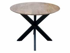 Myriam - table de repas ronde bois et acier noir mat