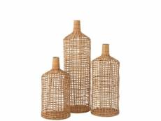 Paris prix - lot de 3 vases déco "bambou" 80cm naturel