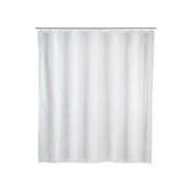 Rideau de douche blanc Uni, rideau de douche 240x180 cm, lavable en machine et waterproof, 16 anneaux rideau de douche en plastique blanc inclus,