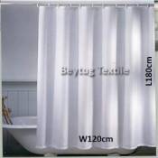 Rideau de douche en blanc uni 120 cm de large 200 cm