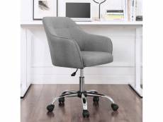 Songmics fauteuil de bureau, chaise pivotanteconfortable, siège ergonomique, réglable en hauteur, charge 120 kg, cadre enacier, tissu imitation lin, p