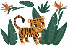 Sticker jungle et tigre multicolore