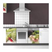 Sticker mural 3D pour réfrigérateur, légumes frais: poireau, artichaut, navets, choux, 59,5 cm x 180 cm, effet réaliste garanti - Vert